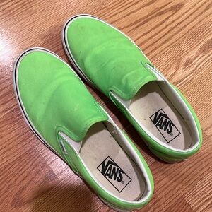 Neon green slip on vans